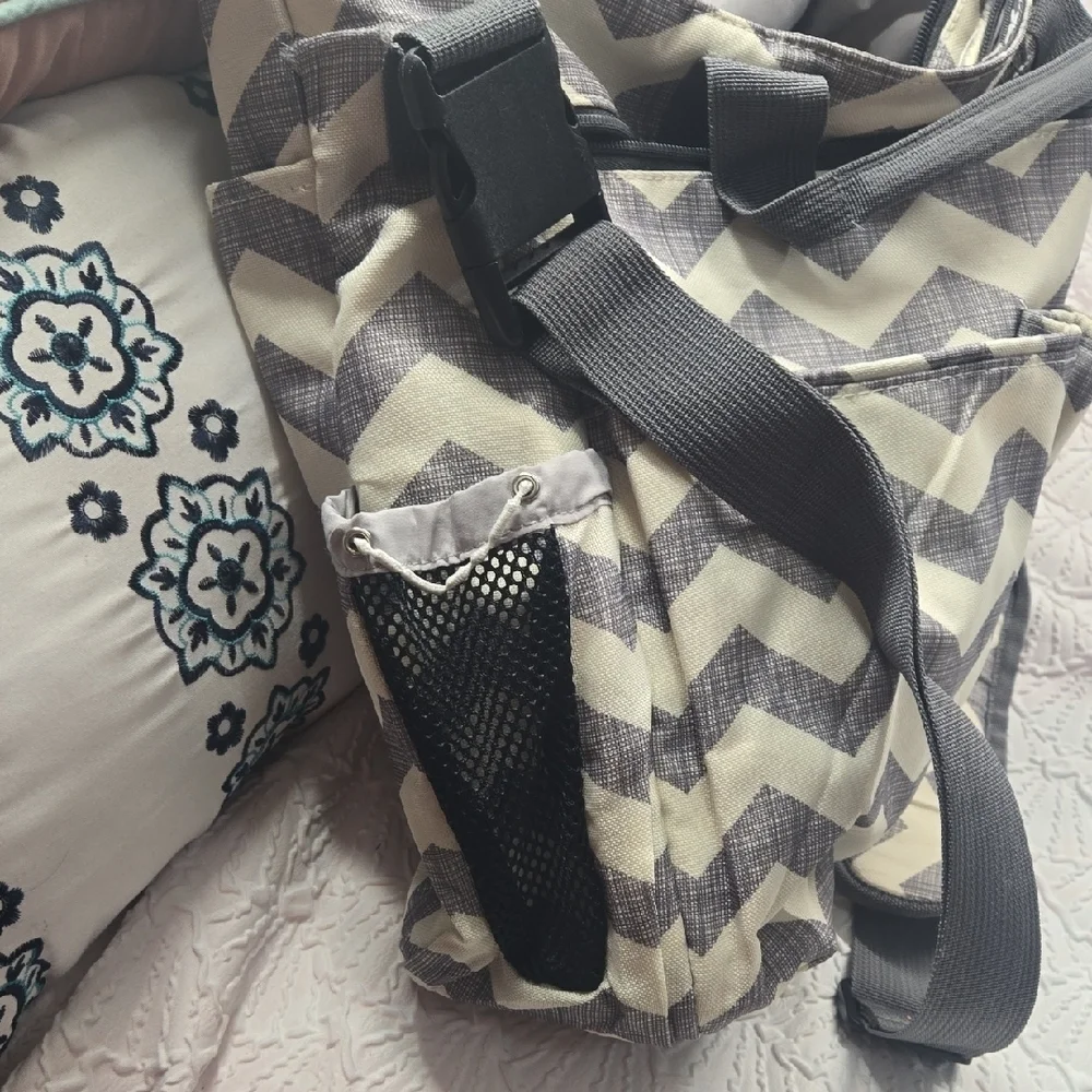 Diaper Bag Chevron Gray and Cream Bag